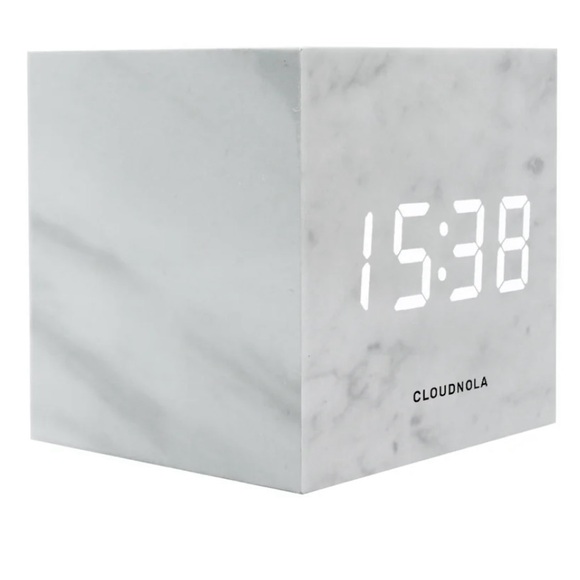 NEW Cloudnola Block Clock LED Alarm Temperature Date White Black Marble Design - Picture 2 of 9